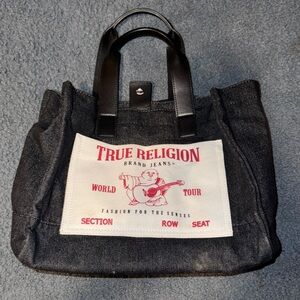 True Religion Black and White Denim Tote